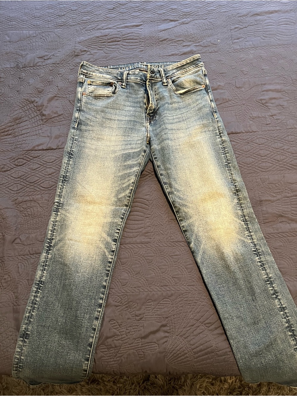 American Eagle Outfitters Men's Light Blue Washed Slim Jeans
